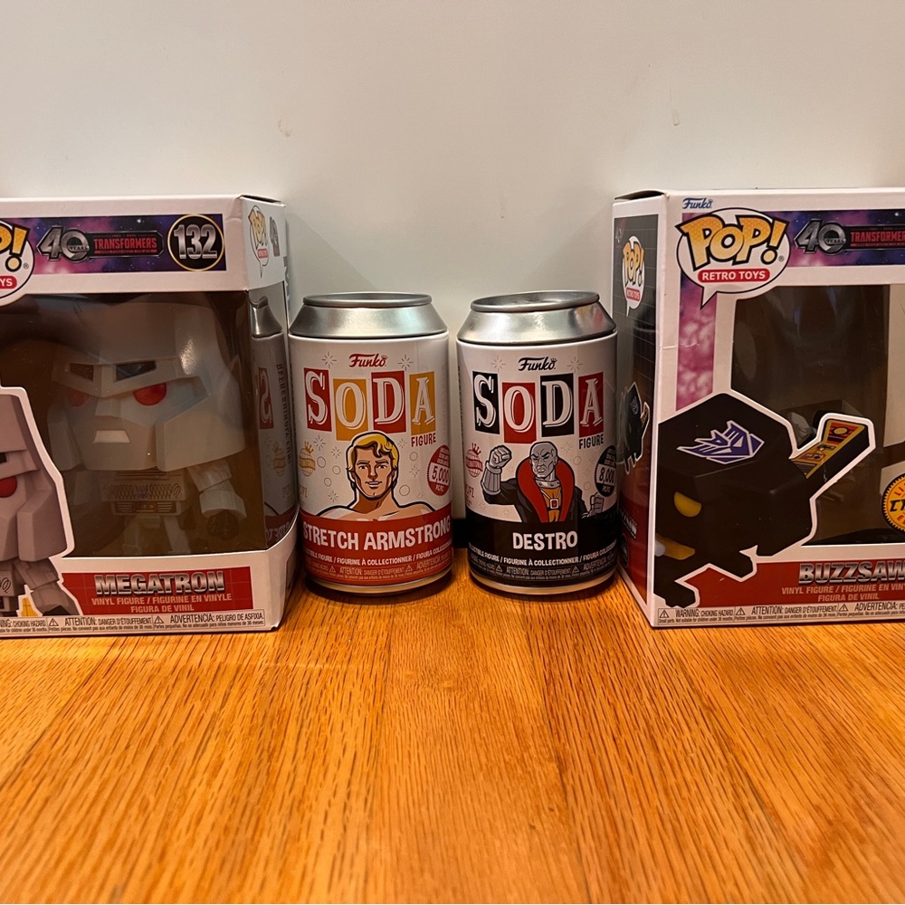 Funko Pop Soda Set 1st gen buzzsaw megatron Pop Soda destro stretch Armstrong